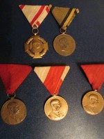 5 db Ferenc József kitüntetés