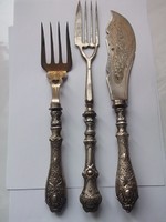 Silver serving set - antique - 1900s, mark.