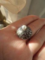 Különleges antik, markazit köves ezüst gyűrű magyar FŐÉ harcsa jelzéssel
