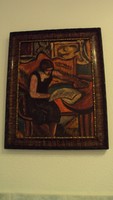 MÁRFFY-(1878-1959) szignóval---Olvasó nő---(eredeti keretében)