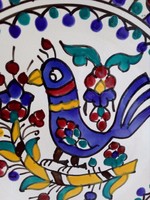 Tunézia Nabeul kézzel festett dombor színes zománc Kakas  mintás falitányér 23,3 cm