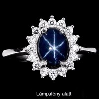 Különleges 6 csillagos sztár zafír gyűrű 925 ezüst 14K aranyozott cirkónia kísérő kövek