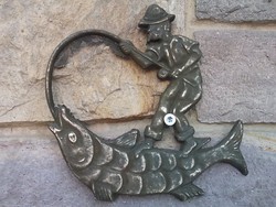 A horgász bronz falikép-figura-"szobor"