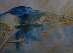 Moona - Az öböl EGRY JÓZSEF stílusában festett olajfestmény