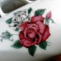 6 db mélyvörös rózsás Royal Dux Bohemia bögre/pohár