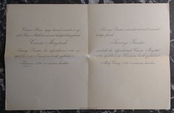 Esküvői értesítő - 1896 - Kosarócz (Zemplén megye) - Abaúj-Csány