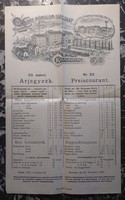 Árjegyzék - Csányi Műmalom Társulat - 33. sz. árjegyzék - 1899