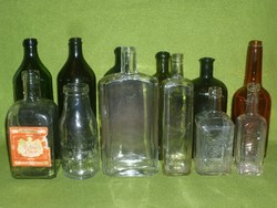 Antik, feliratos üveg gyűjtemény: 12 darabos