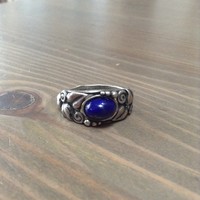 Régi kézműves  ezüst gyűrű lápisz lazuli kővel