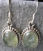 925 Silver earrings, with prehnite, simple