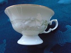 Antik dombor virágmintás talpas kézzel festett teás csésze