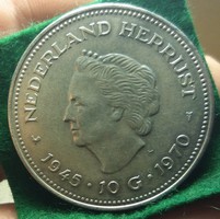 Nagyon szép holland ezüst 10 gulden 1970. 25 g. 