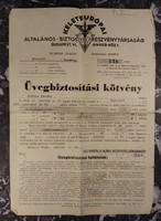 Üvegbiztosítási kötvény - Keleteurópai Ált. Biztosító Rt. - 1952
