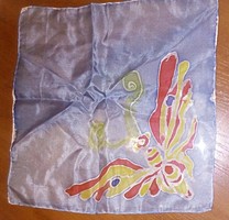 Kézi festésű , tiszta selyem kis kendő, 24 x 24 cm