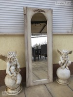 Provence bútor, antikolt fehér álló Faragott tükör 2.