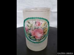 1635 K8 Antik biedermeier rózsás pohár hibátlan