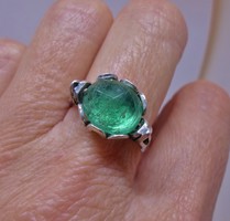 Szépséges antik smaragdköves  ezüstgyűrű