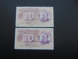 2 darab 10 frank 1973 Svájc Sorszámkövető !!!