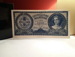 1 Milliárd Milpengős  bankjegy 1946-os szép állapotan !