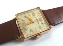 Yerevan art deco square 14k gold watch rare piece!