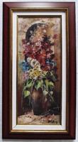 LEÁRAZTAM! Adilov Alim üzbég festőművész "Virágcsendélet" c. festménye keretezve ingyen postával