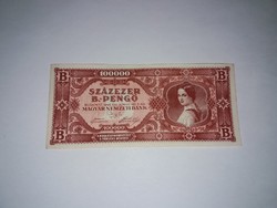 Százezer B.-Pengő 1946-os Hajtatlan A-UNC  bankjegy !! 