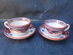 Múzeális 1850-es évekbeli Sarreguemines csésze pár.Francia elegáns porcelán.