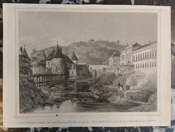 L. Rohbock - Császár malmok és Császár fördő Budán - J. Richter - acélmetszet - 19. század