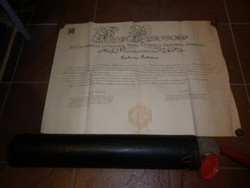 Régi viaszpecsétes diploma dobozával 1914 