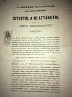 1888 Békéscsaba ,Sax Frigyes  lelkipásztori felszentelésének tanúsitványa!!