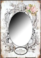 ÚJ!! Barokkos hangulatú, fotónyomatos, rózsás tükör 50x70 cm