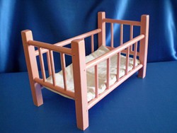 Retro fa babaágy fa ágy játék babához 33 cm hosszú 1960-as évekből