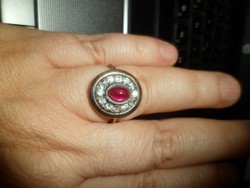 Régi aranyozott orosz ezüst gyűrű / rubin
