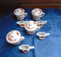 Zsolnay kávés csésze fedővel + kis kiöntő  /  1268