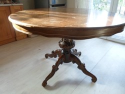 Neobarokk étkezőasztal, antik ebédlő asztal, nagyobbítható ovális méretűre