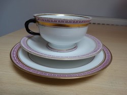 Antik 19 századi kézzel festett csésze + tányérok