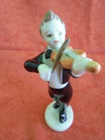 Hollóházi porcelán hegedűs fiú figura
