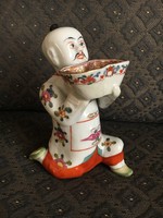 Nagy méretű ANTIK Herendi kínai figura, térdeplő mandarin, sótartó
