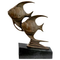 Harmonikus art deco bronz szobor - halak 