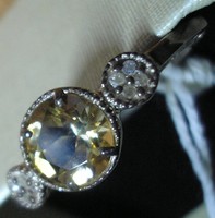 925 ezüst gyűrű citrin, gyémánt 18,3/57.5 mm