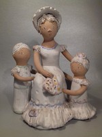 It's worth it now!!!! Enikő Győrbíró three-figure ceramic statue of a mother with her children
