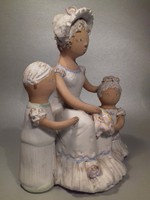 It's worth taking now!!!! Enikő Győrbíró three-figure ceramic statue of a mother with her children