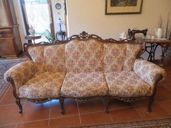 Bécsi barok faragott sofa 205x75x100cm