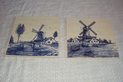 2 db régi kézzel festett holland csempe