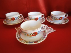 Eredeti Kalocsai porcelán teás csésze és tálka 4-4 db