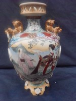 Szecessziós kézi festésű Japán Satsuma váza 19.század vége.NEM UTÁN GYÁRTOTT TÖMEG ÁRÚ.