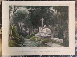 L. Rohbock - A váczi temető Pesten - G.M. Kurz - acélmetszet - 19. század
