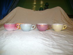 Régi lüszter mázas Iparművészeti Kerámia kávés csésze - négy darab