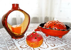 RETRO  kerámiák, virágtartó v.gyertyatartó, ceruzatartó, süni virágrendező