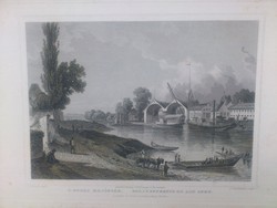 L. Rohbock - Ó-Budai Hajógyár - F. Hablitschek - acélmetszet - 19. század